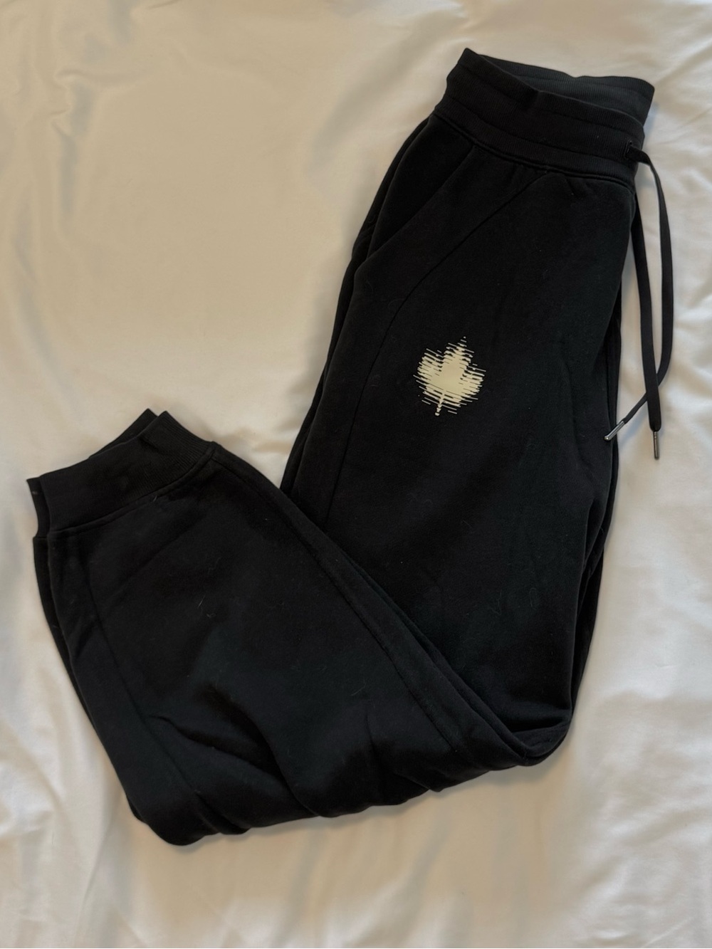 lululemon athletica Black Jogger Pants with White Leaf Motif